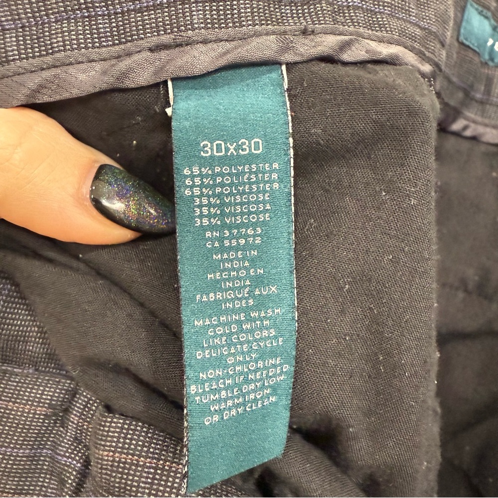 Perry Ellis Mens 30x30 Plaid Print Gray Dress Pants - Picture 3 of 7